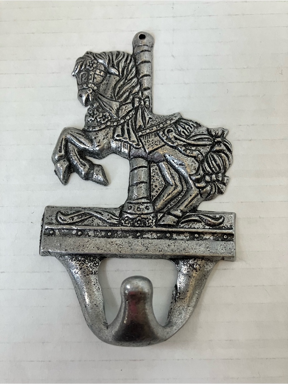 Vintage Silver Carousel Horse Wall Hook